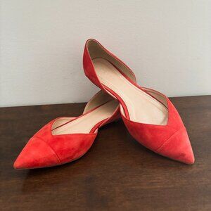 J.Crew Sadie Suede D'orsay Flats in Vibrant Flame